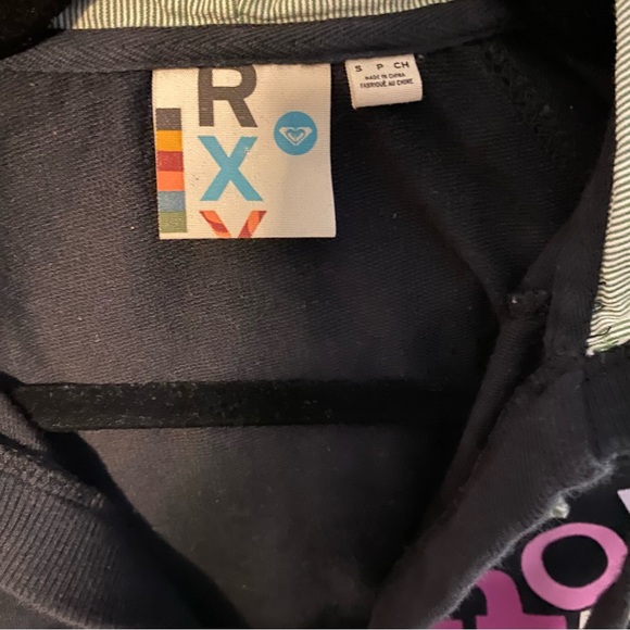 Roxy Soft Sweatshirt Hooded Henley Juniors Women Size Small Black - Picture 10 of 10